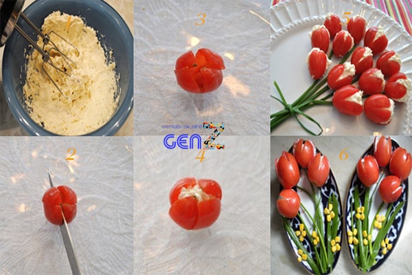 Cách trang trí món ăn bằng cà chua 8