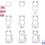 Vẽ con mèo chibi 9