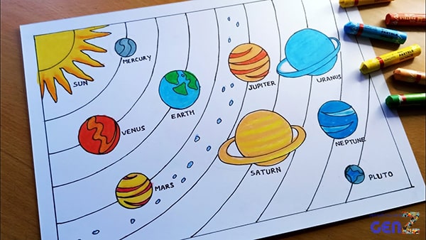 Vẽ các hành tinh trong hệ mặt trời 5