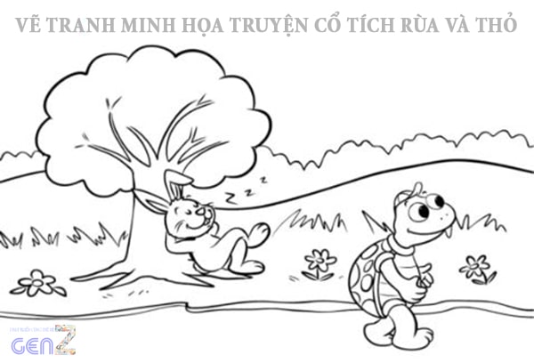 Vẽ tranh minh họa truyện cổ tích rùa và thỏ 2