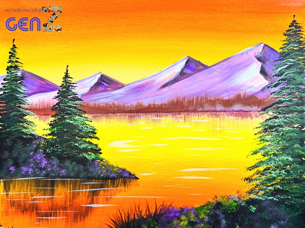 Vẽ tranh phong cảnh núi rừng đơn giản 2