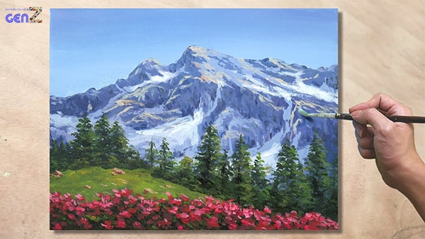 Vẽ tranh phong cảnh núi rừng đơn giản 4