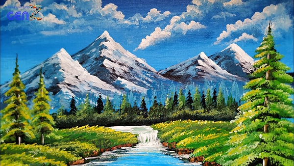 Vẽ tranh phong cảnh núi rừng đơn giản