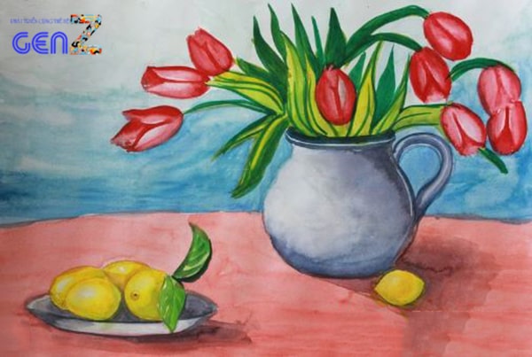 Vẽ lọ hoa và quả lớp 9 đơn giản