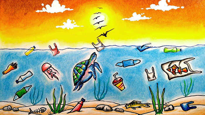 Động vật dưới biển sống chung với rác thải nhựa