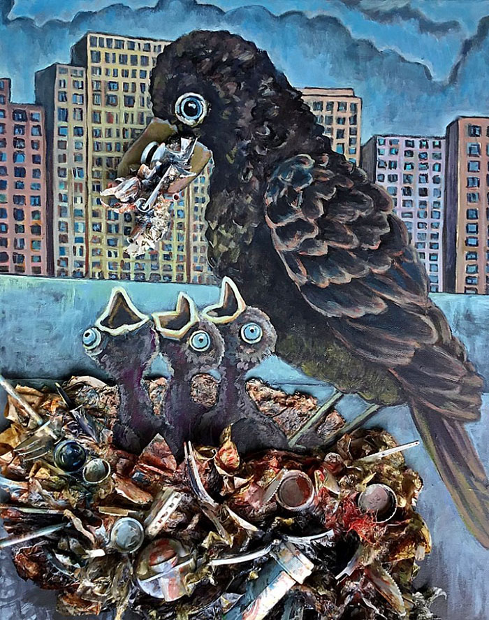 Chim làm tổ cũng bằng rác thải nhựa là điều đã xảy ra