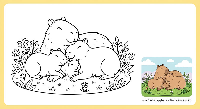 các tranh tô màu capybara