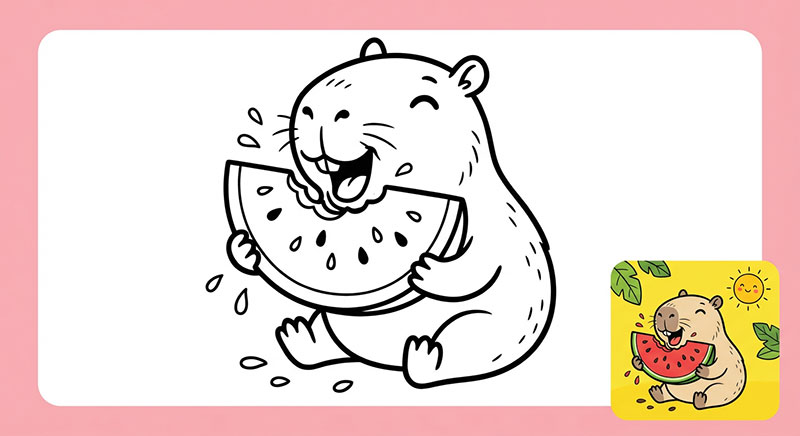 tranh tô màu capybara đẹp