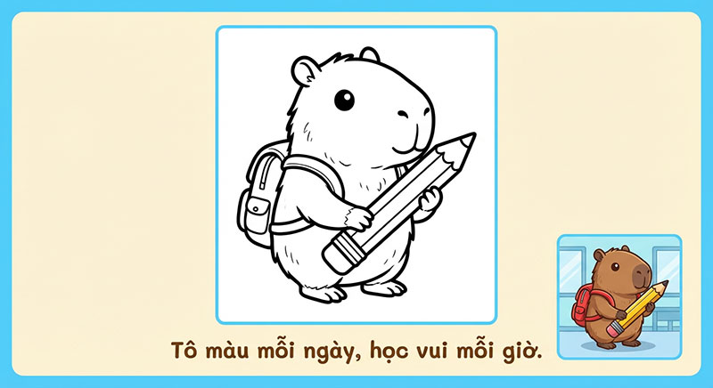 tranh tô màu capybara đẹp nhất