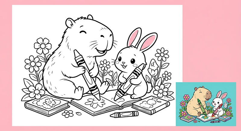 tranh tô màu capybara tốt nhất