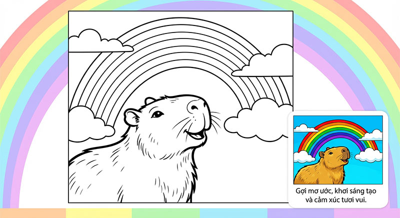 tranh tô màu capybara đáng yêu
