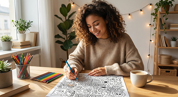 cách tô màu tranh tô màu brainrot