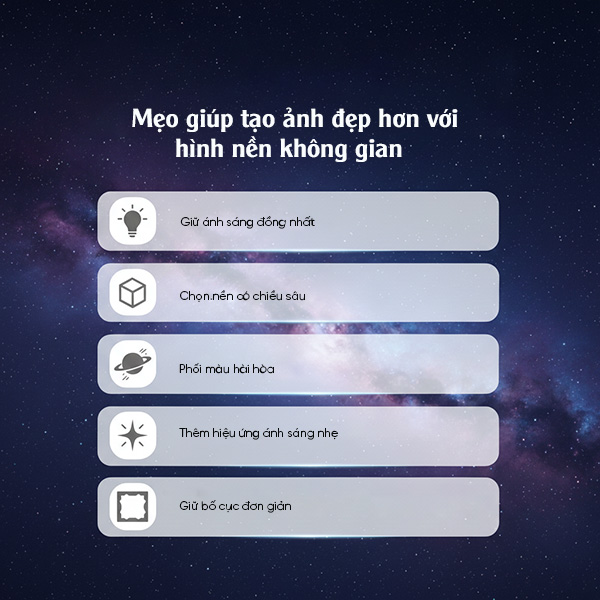 mẹo tạo ảnh đẹp hơn với hình nền không gian