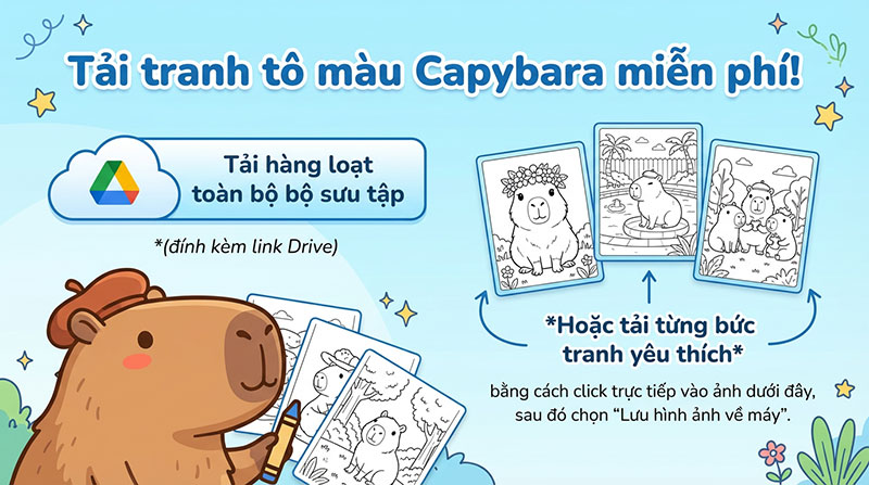 cách tải tranh tô màu capybara