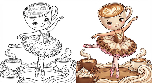 tranh tô màu ballerina cappuccina 2