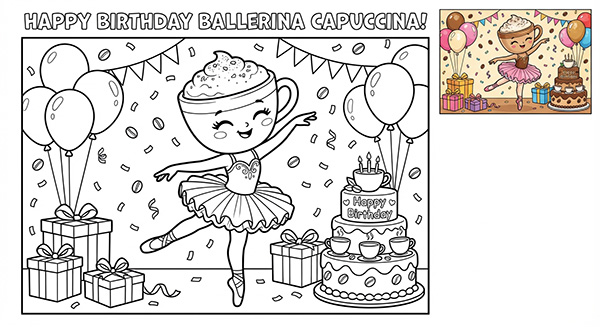 tranh tô màu ballerina cappuccina 3