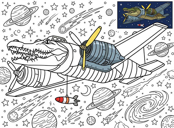 tranh tô màu bombardiro crocodilo 3