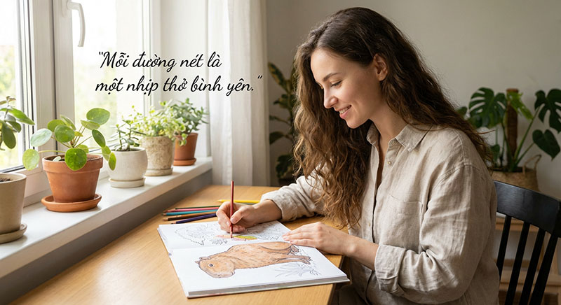 tranh tô màu capybara cho người lớn