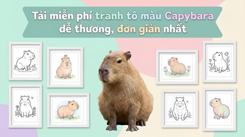 tranh tô màu capybara